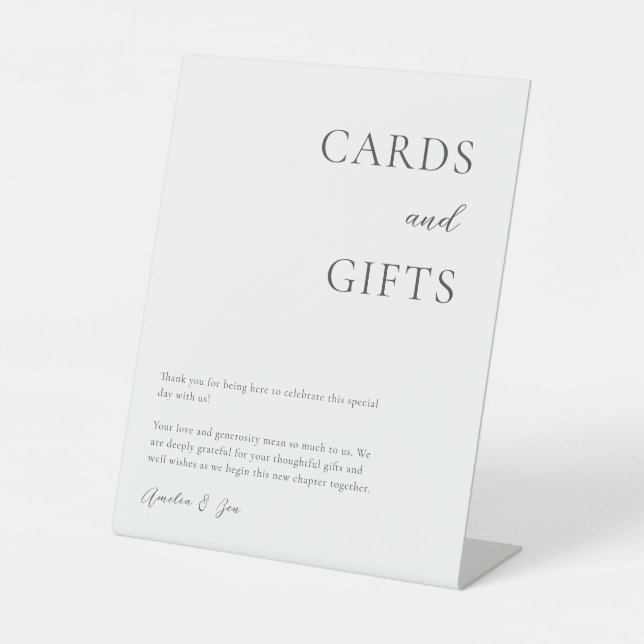 Cards Gifts Table Thank You Elegant Black White  Pedestal Sign (Front)