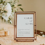 Cards Gifts Table Thank You Elegant Black White  Poster<br><div class="desc">Express your gratitude with this elegant "Cards and Gifts" sign, perfect for weddings or special celebrations. With its minimalist design and refined typography, this printable or printed sign is a thoughtful way to guide your guests and thank them for their love and generosity. Personalise it to match your event’s style...</div>