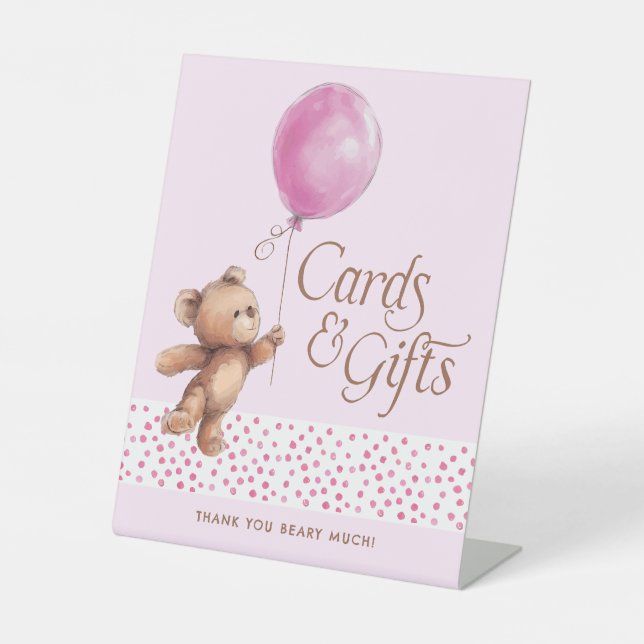 Cards & Gifts Teddy Bear Balloon Baby Shower  Pedestal Sign (Front)