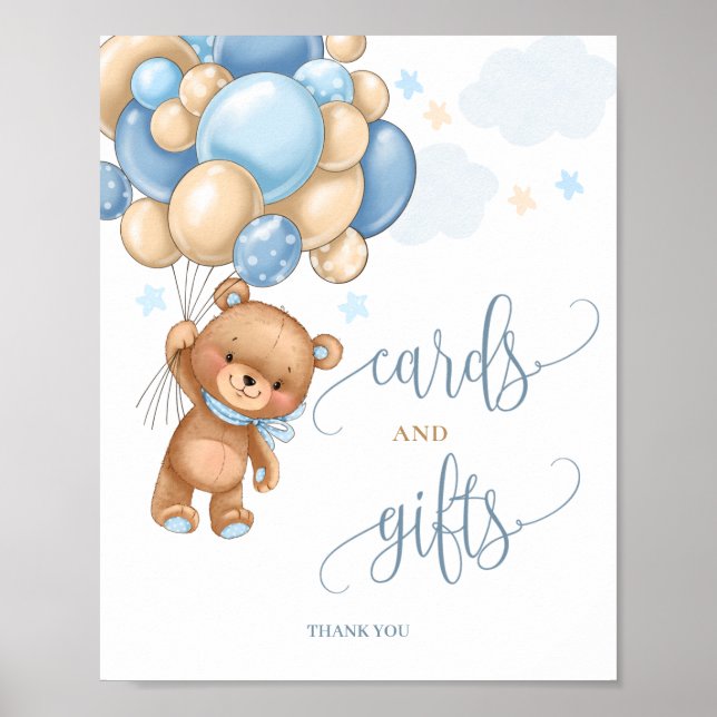 Cards & Gifts Teddy Bear Balloons Baby Shower Sign (Front)