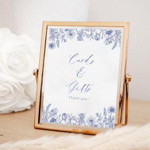 Cards & Gifts Toile White And Blue Poster