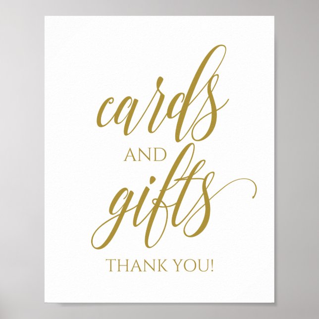 Cards & Gifts Typography Wedding Sign - Gold (Front)