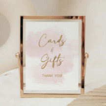 Cards & Gifts Watercolor Blush & Gold Shower Sign