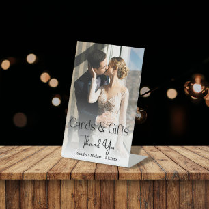 cards& gifts wedding photo thank you pedestal sign