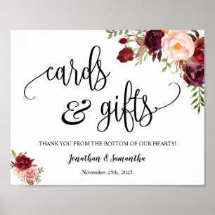 Cards & Gifts wedding reception boho marsala sign