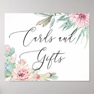 Cards & Gifts Wedding Script Sign Floral Cactus