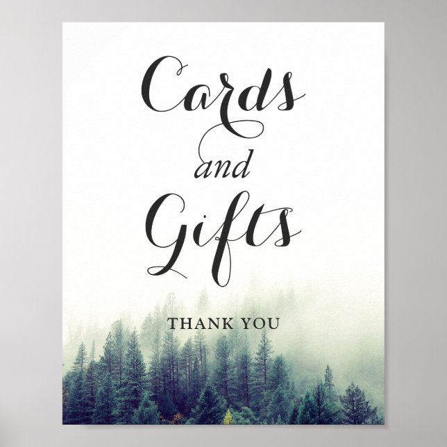 Cards Gifts Wedding Sign Elegant Pine Trees Forest (Front)