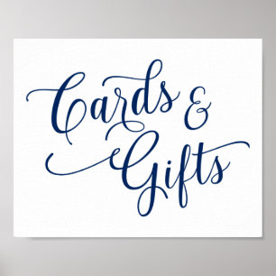 Cards & Gifts Wedding Sign - Typography -Navy Blue