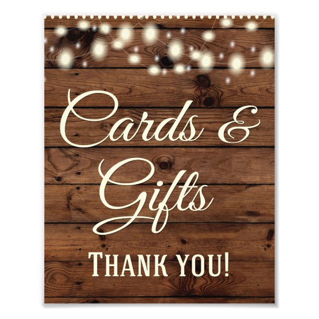 Cards, Gifts, Wedding Sign, Wedding Decor, Rustic Photo Print (Front)