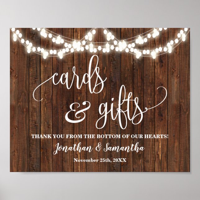 Cards & Gifts Western Wedding Reception Sign (Front)