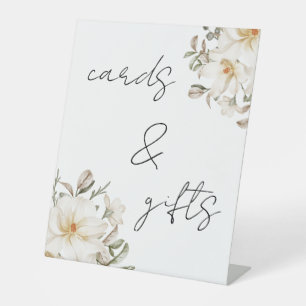 Cards & Gifts White Floral Bridal Shower Script Pedestal Sign