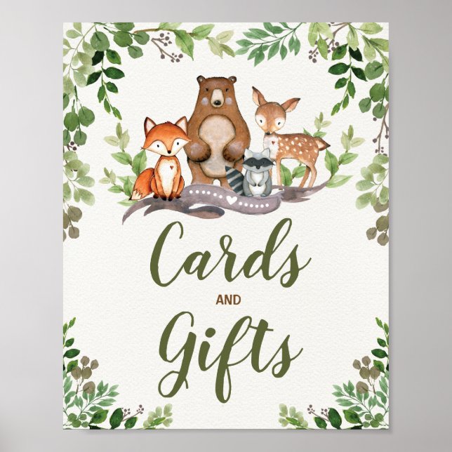 Cards & Gifts Woodland Forest Baby Shower Party Poster (Front)