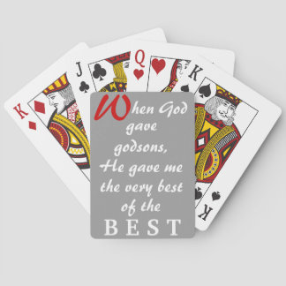 Cards-God Gave Godsons - Red Blue Grey Bkgrnd Playing Cards