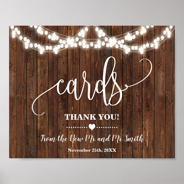 Cards Sign Western Bridal Shower Wedding Sign (Front)