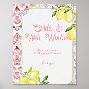 Cards & Well Wishes Sign Pink Yellow Lemon Shower