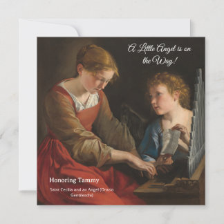 CARDSaint Cecilia Angel Organ Baroque Baby Shower Card