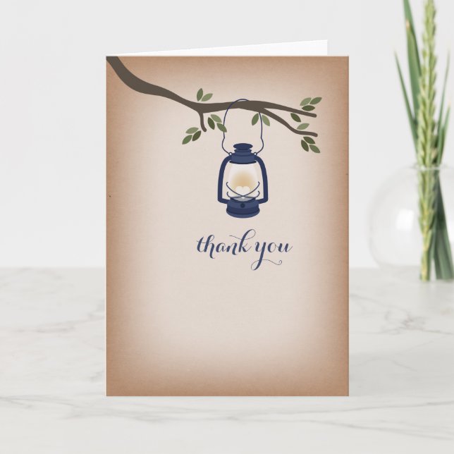 Cardstock Inspired Blue Camping Lantern Thank You (Front)