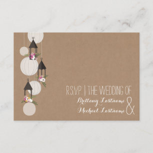 Cardstock Inspired Floral Lanterns Wedding RSVP