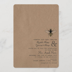 Cardstock Inspired Honey Bee Wedding Invitation