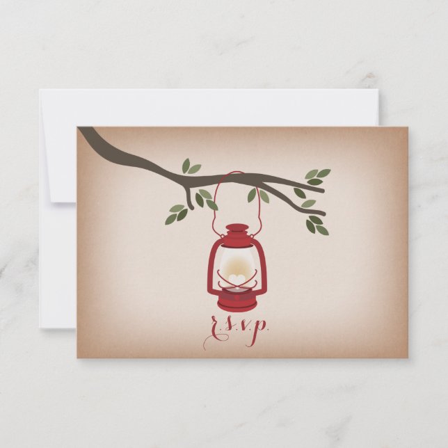 Cardstock Inspired Red Camping Lantern RSVP (Front)