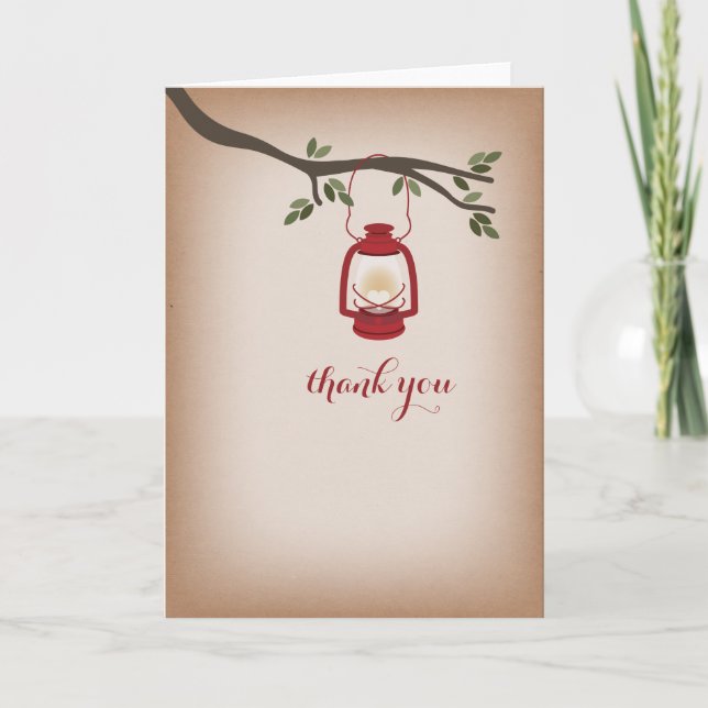 Cardstock Inspired Red Camping Lantern Thank You Card (Front)