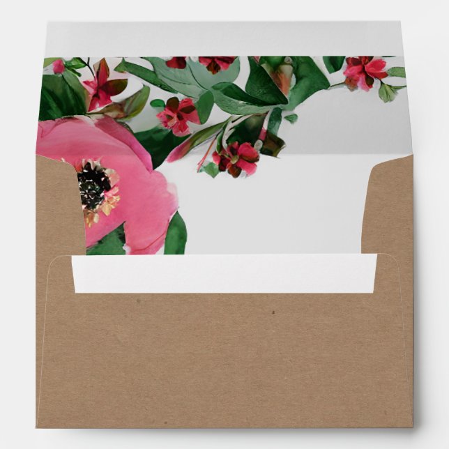 Cardstock Inspired Watercolor Anemone Wedding Envelope (Back (Bottom))