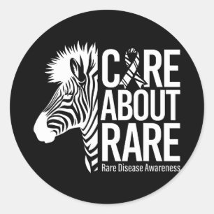 Care about rare disease awareness zebra ribbon classic round sticker