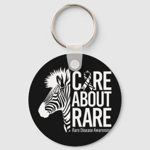 Care about rare disease awareness zebra ribbon key ring