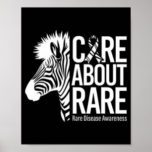 Care about rare disease awareness zebra ribbon poster