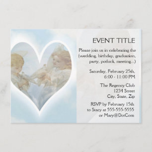 Care and Concern Cherubs with Doves in the clouds. Invitation