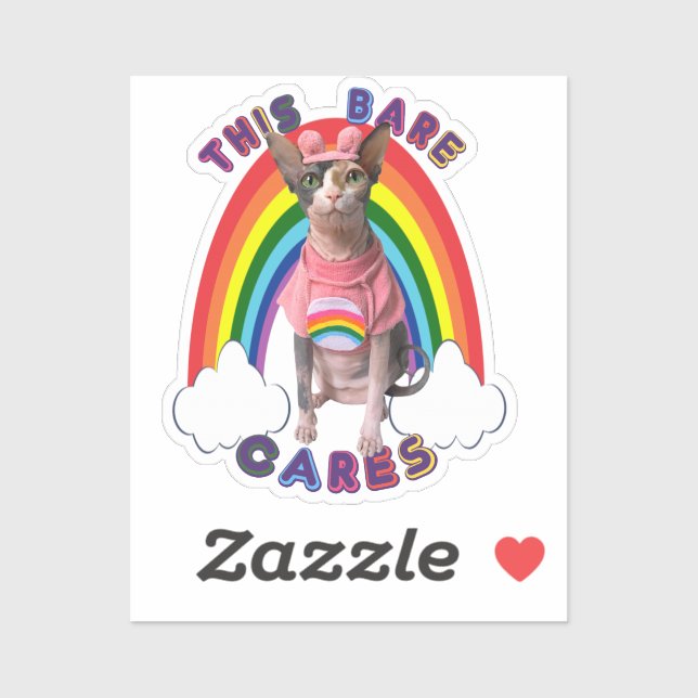 Care Bare Pride Sphynx Cat Rainbow Sticker (Sheet)