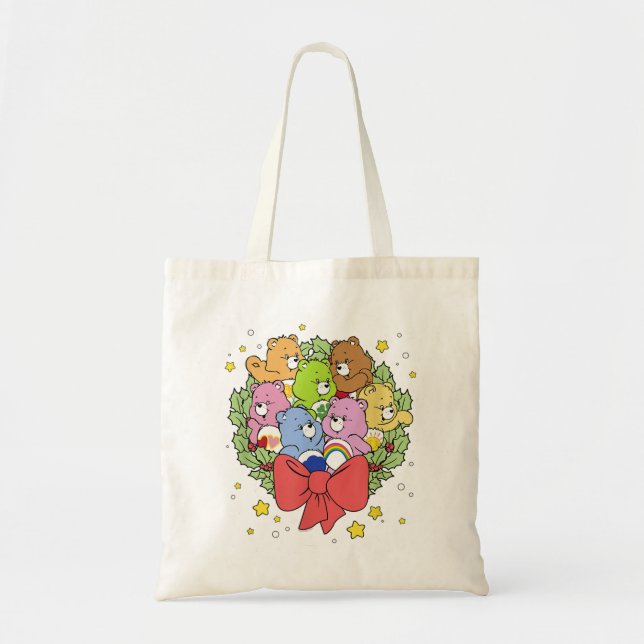 Care Bears Christmas Group Bears Holiday Wreath  Tote Bag (Front)