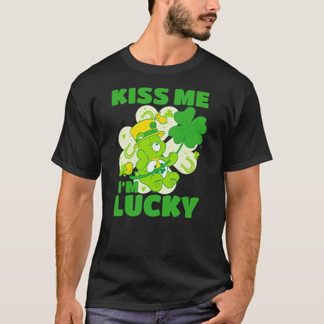 Care Bears Kiss Me I'm Lucky Good Luck Bear T-Shirt (Front)