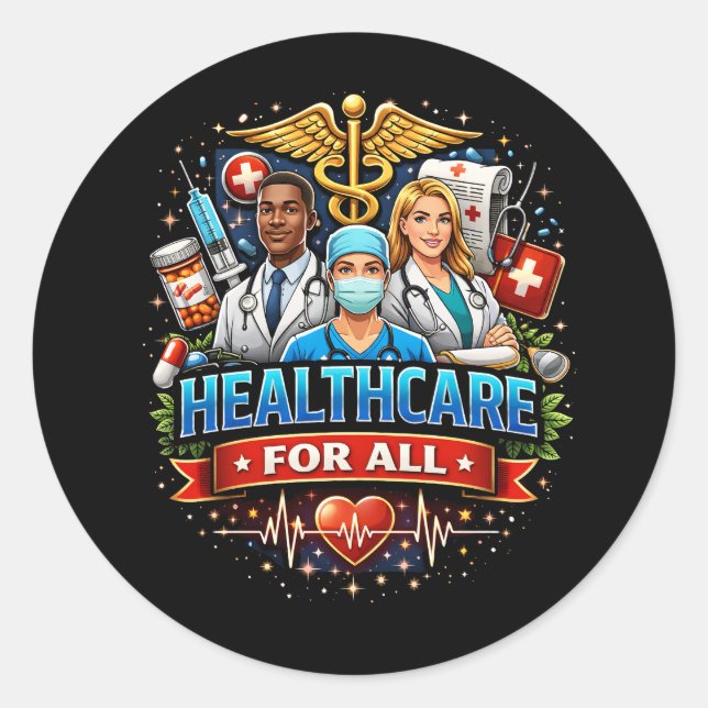 Care for Everyone Classic Round Sticker (Front)
