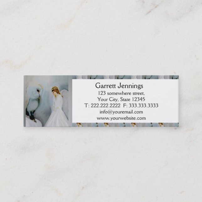 Care Guardian Angel and White Owl Mini Business Card (Front)