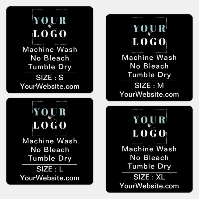 Care Instructions and Size Square Black Clothing (Group)