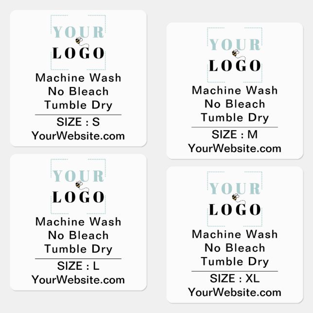 Care Instructions and Size Square White Clothing (Group)