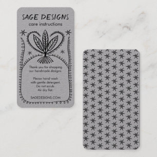 CARE INSTRUCTIONS Boho Whimsical Line Art Luxe  Business Card