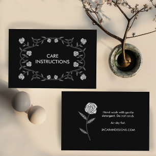 CARE INSTRUCTIONS Chic Elegant Rose Frame Floral Business Card
