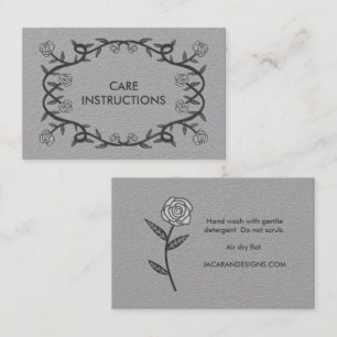 CARE INSTRUCTIONS Chic Elegant Rose Frame Floral  Business Card