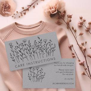 CARE INSTRUCTIONS Chic Elegant Wildflower Luxe Business Card