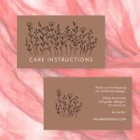 CARE INSTRUCTIONS Chic Elegant Wildflower Mocha