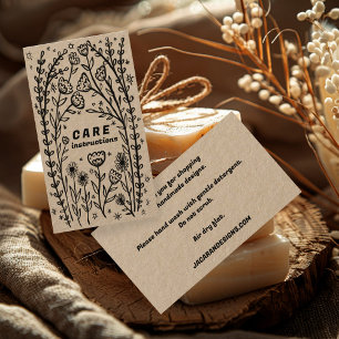 CARE INSTRUCTIONS Cute Elegant Wildflower Kraft Business Card