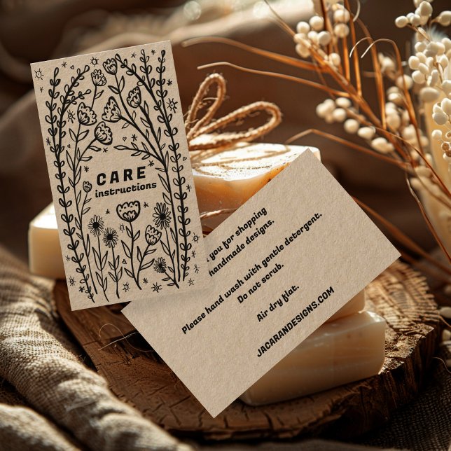 CARE INSTRUCTIONS Cute Elegant Wildflower Kraft Business Card (CARE INSTRUCTIONS Cute Elegant Wildflower Kraft Business Card
)