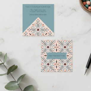 CARE INSTRUCTIONS Elegant Floral Tiles Geometric Square Business Card