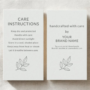 Care Instructions Neutral Botanical Small  Business Card