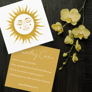 Care Instructions Sunshine Boho Line Art Gold Square Business Card