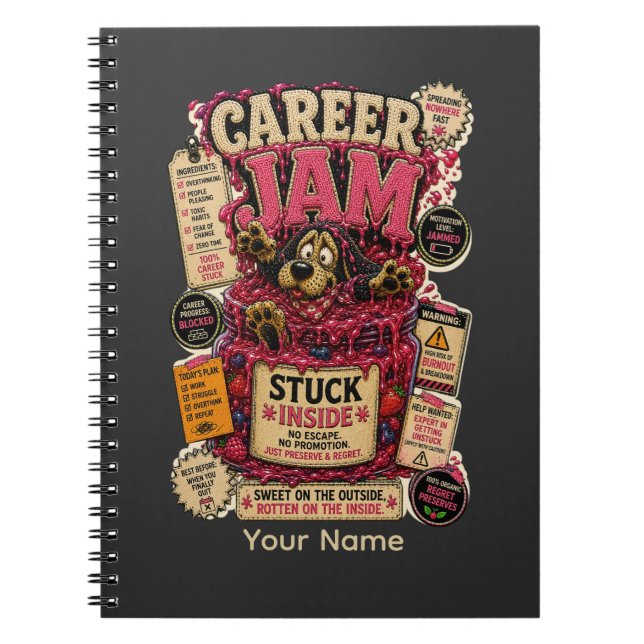 Career Jam Personalised Funny Office T-Shirt Notebook (Front)