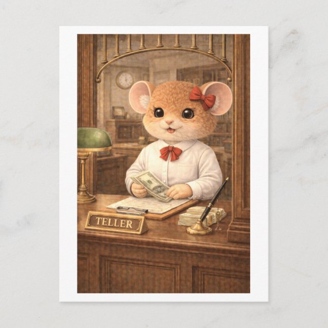 Career Mouse as Bank Teller Postcard (Front)