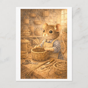Career Mouse as Basket Weaver Postcard